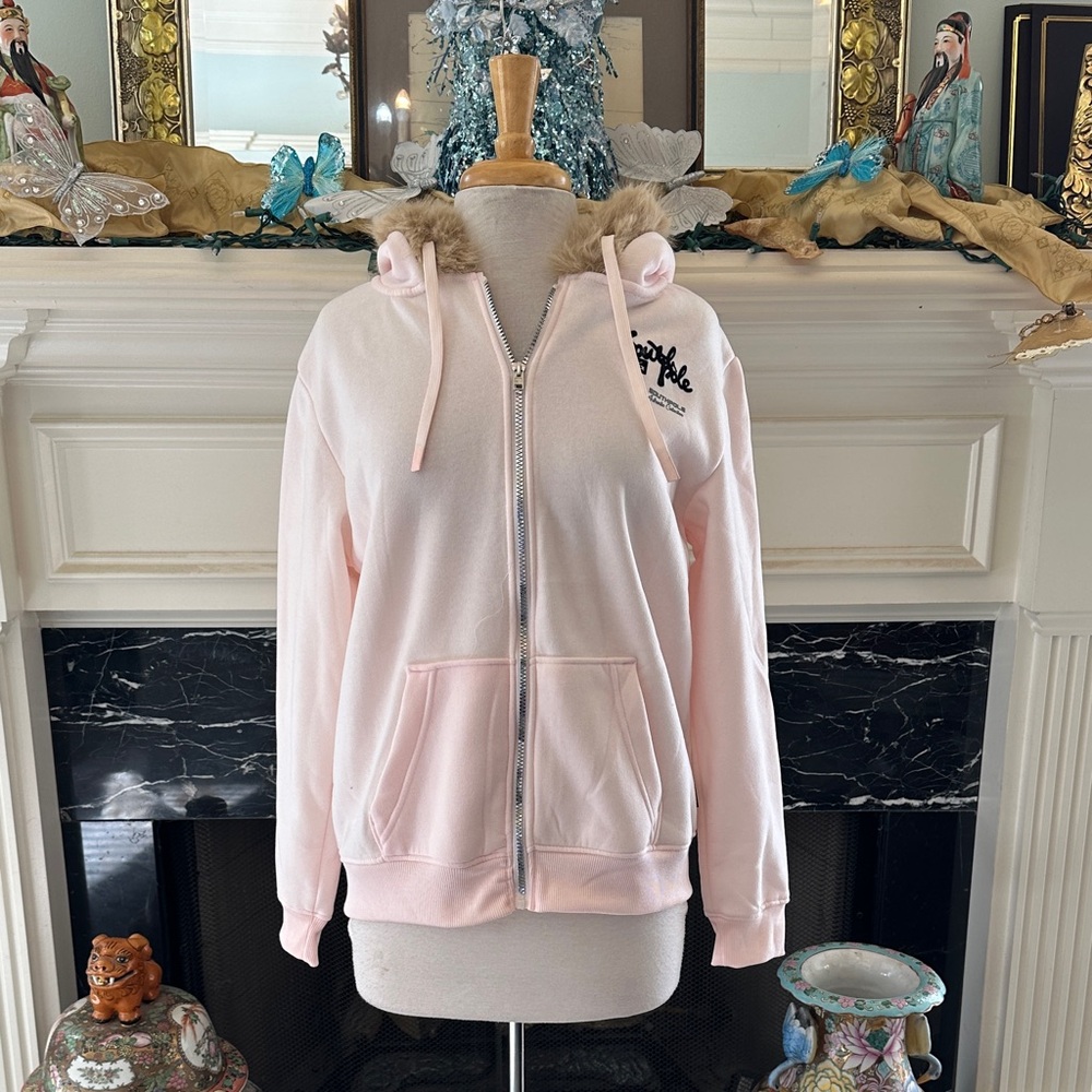 South Pole Pink Graphic Hoodie with Fur Trim